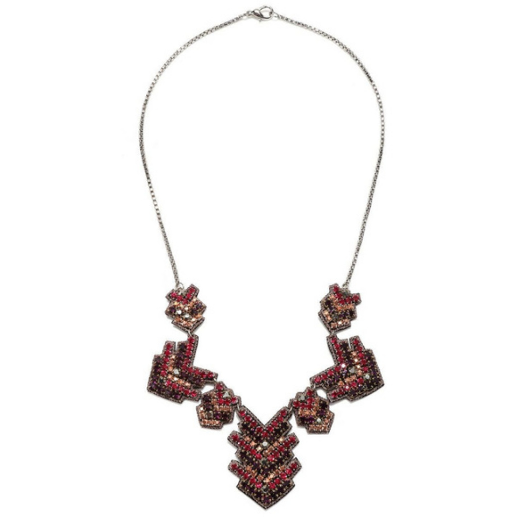Suzanna Dai Zocalo Zig Zag Crystal Bead Necklace Pink Purple Nwt — image 3 of 4